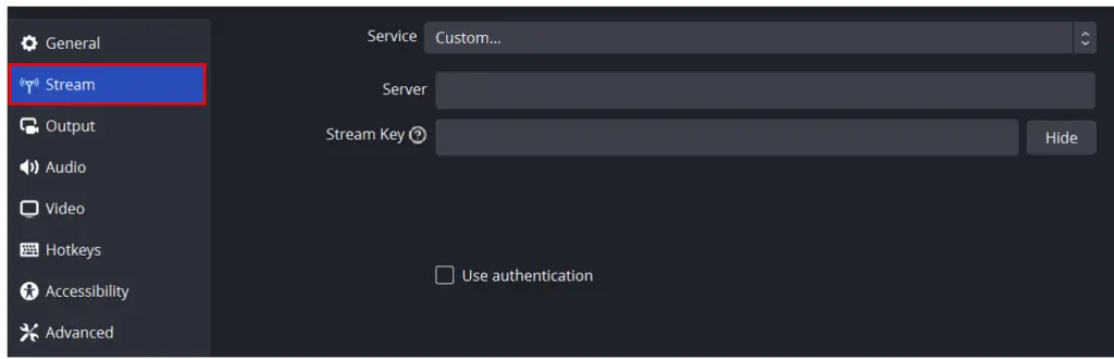 OBS settings for RTMP broadcast to Ant Media Player